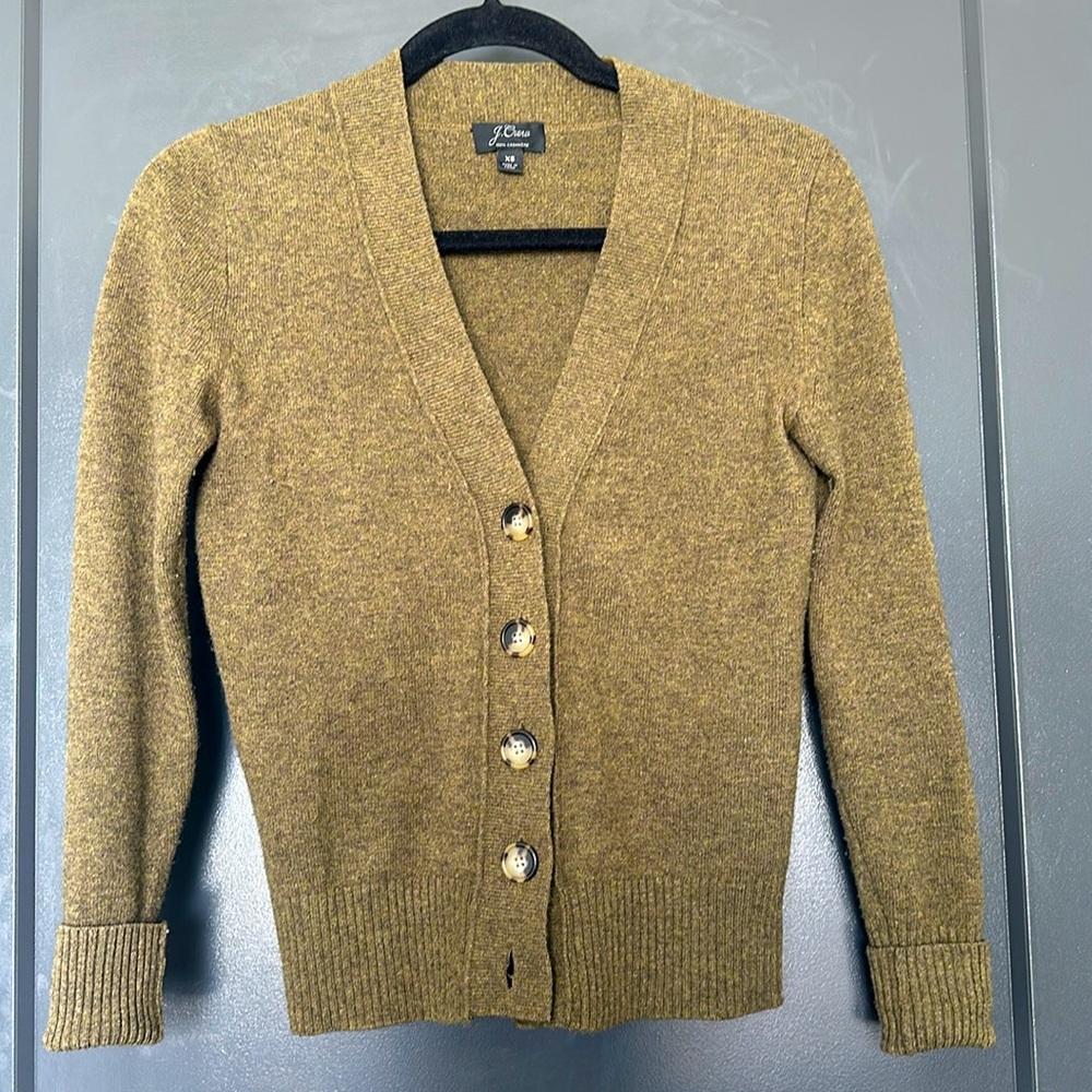 J. Crew Olive Cardigan Sweater